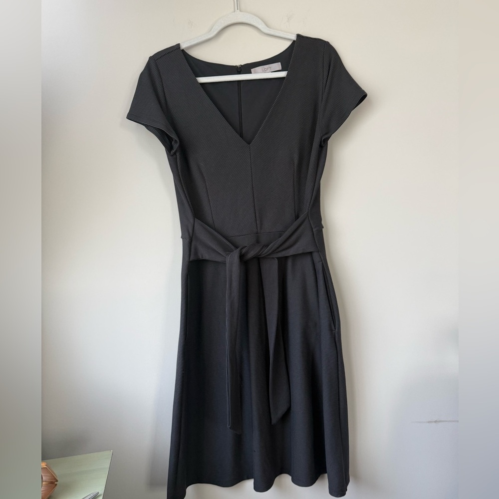 Women’s Loft Gray Striped Dress - Size 12